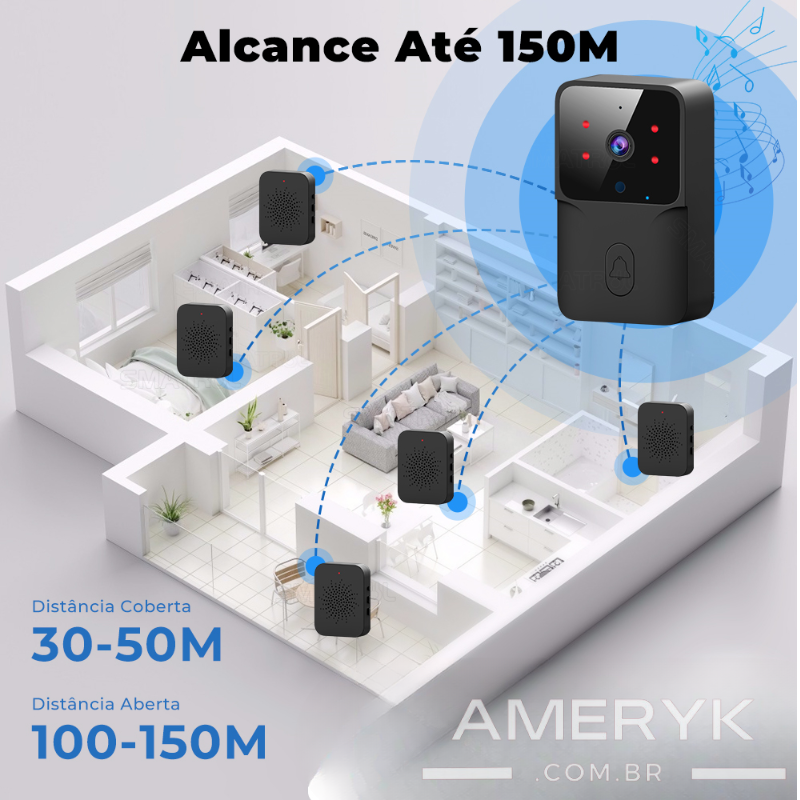 Campainha Wifi com Câmera - FRETE GRÁTIS - AMERYK